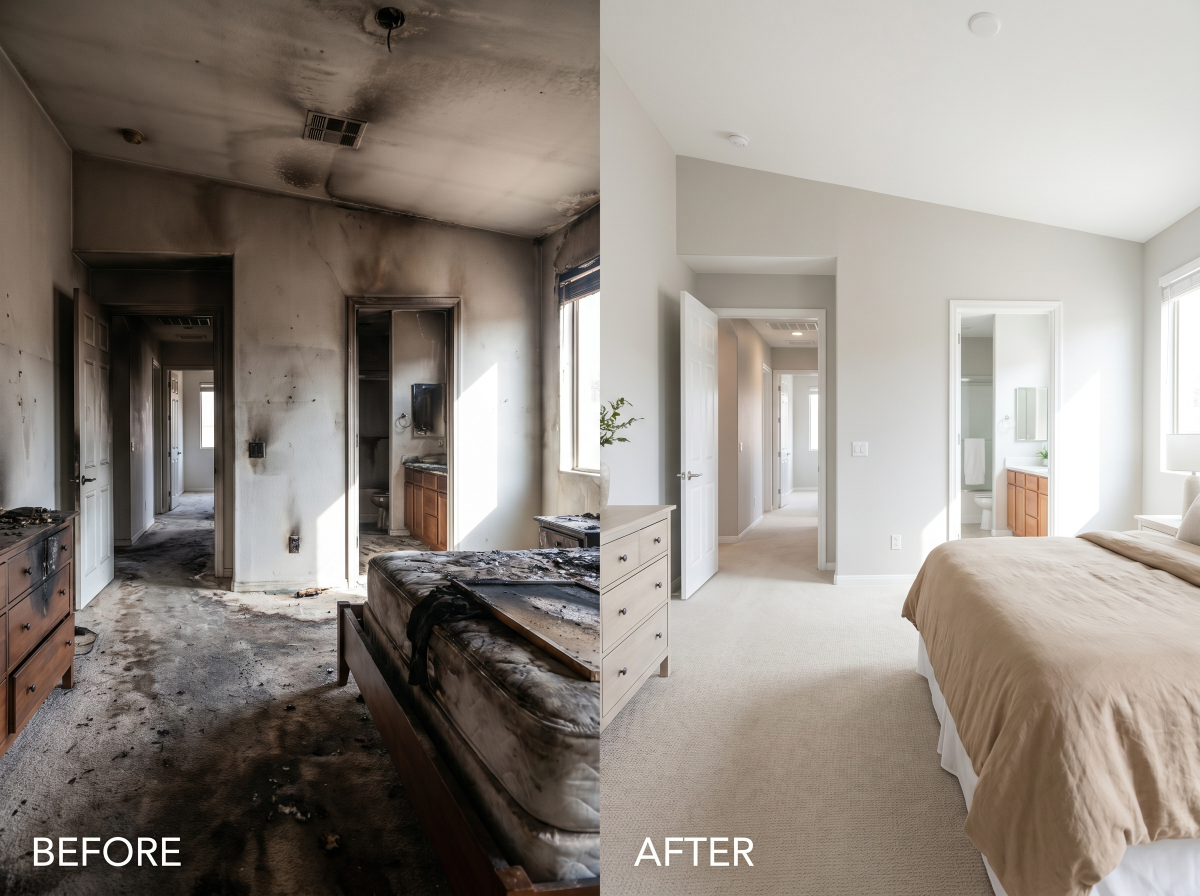 Bedroom fire restoration