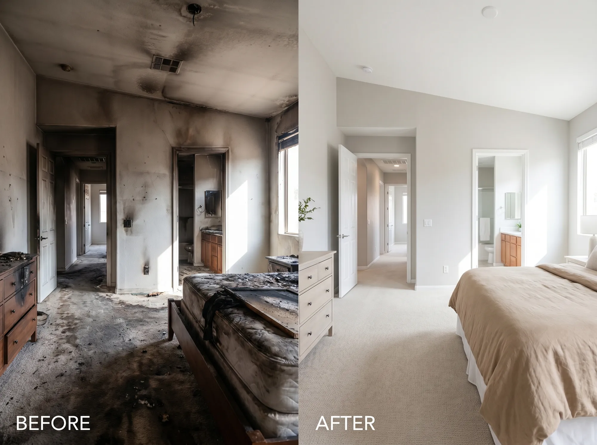 Bedroom fire restoration