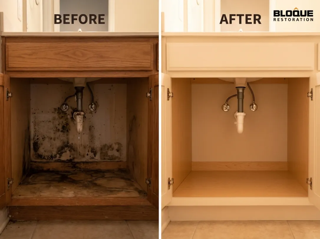 Mold remediation before/after